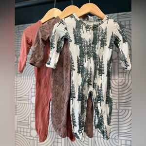 kate quinn 3 footies- terracotta (6-9m) mushroom (3-6m), and pine tree (3-6m).